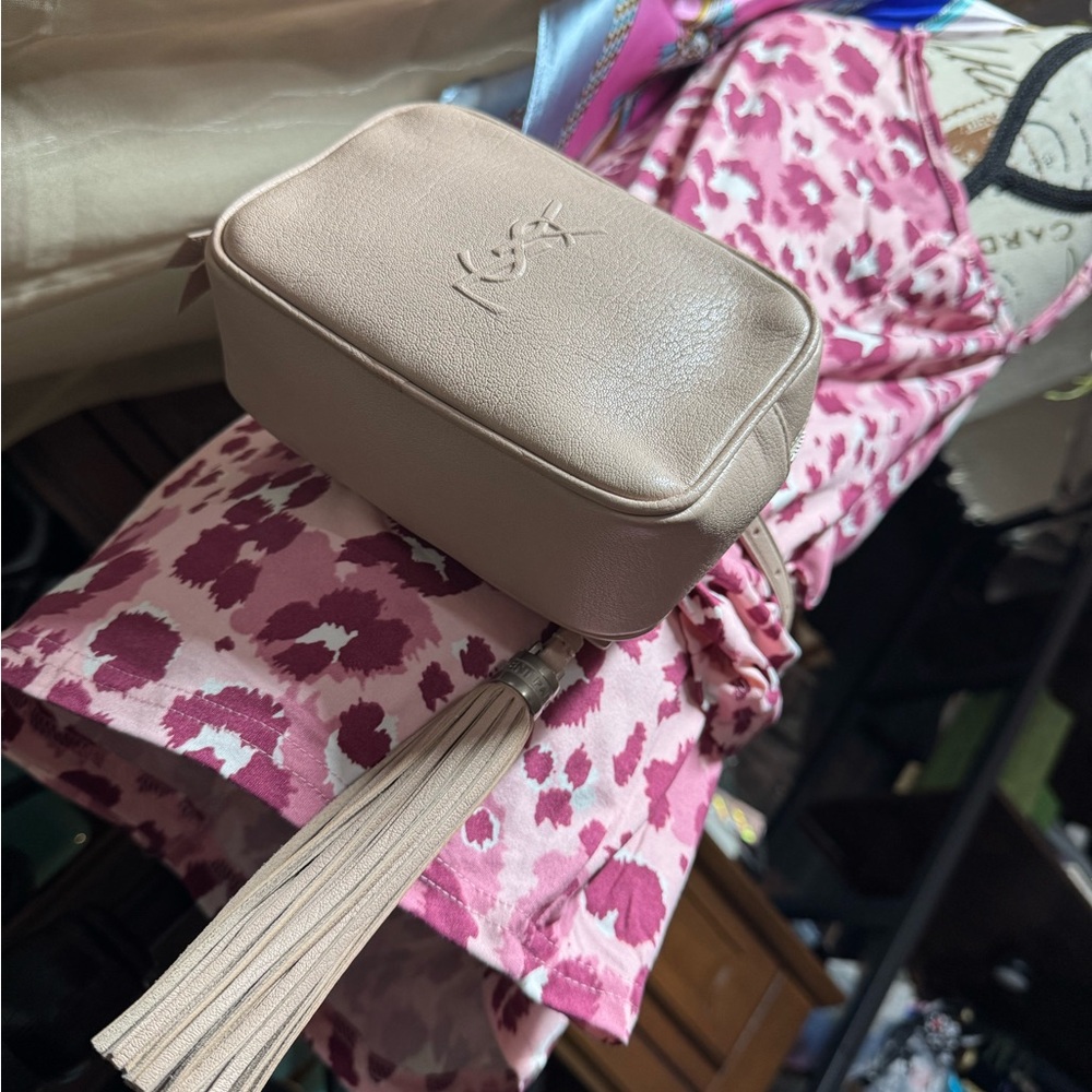Saint Laurent Light Pale Pink Leather Belt Bag Clutch with Dust Bag